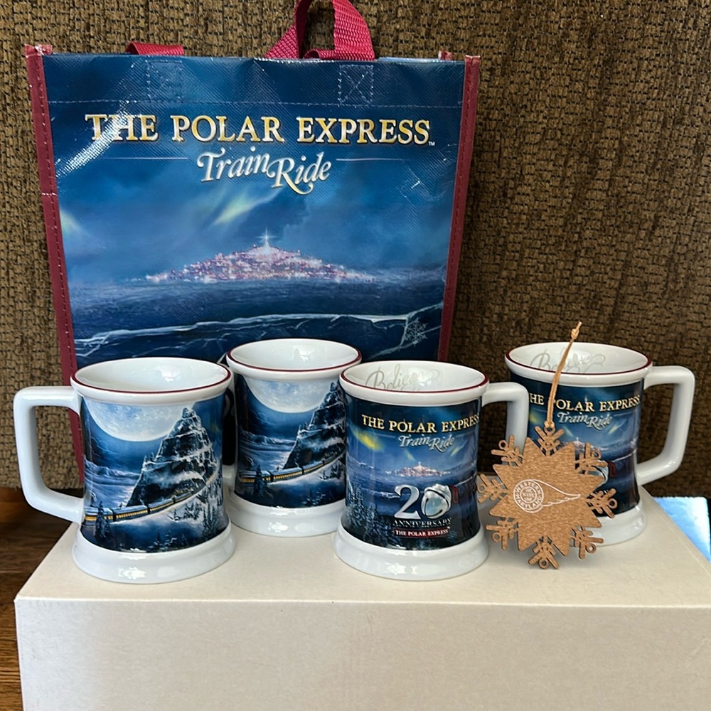 The Polar Express Train Ride 4 piece mug, bag and ornament set